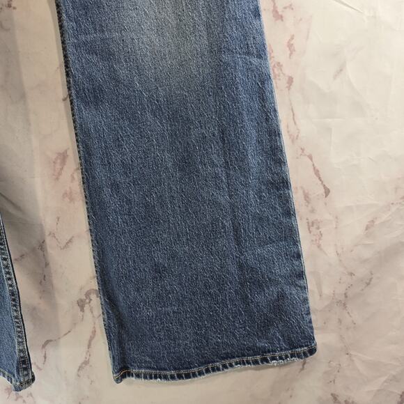 Levis Jeans Women 34 X 32 70s High Flare High Rise Distressed Premium Medium - Picture 4 of 13